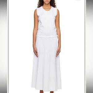 Lemaire Belted Midi Dress White Size Small 100% Cotton